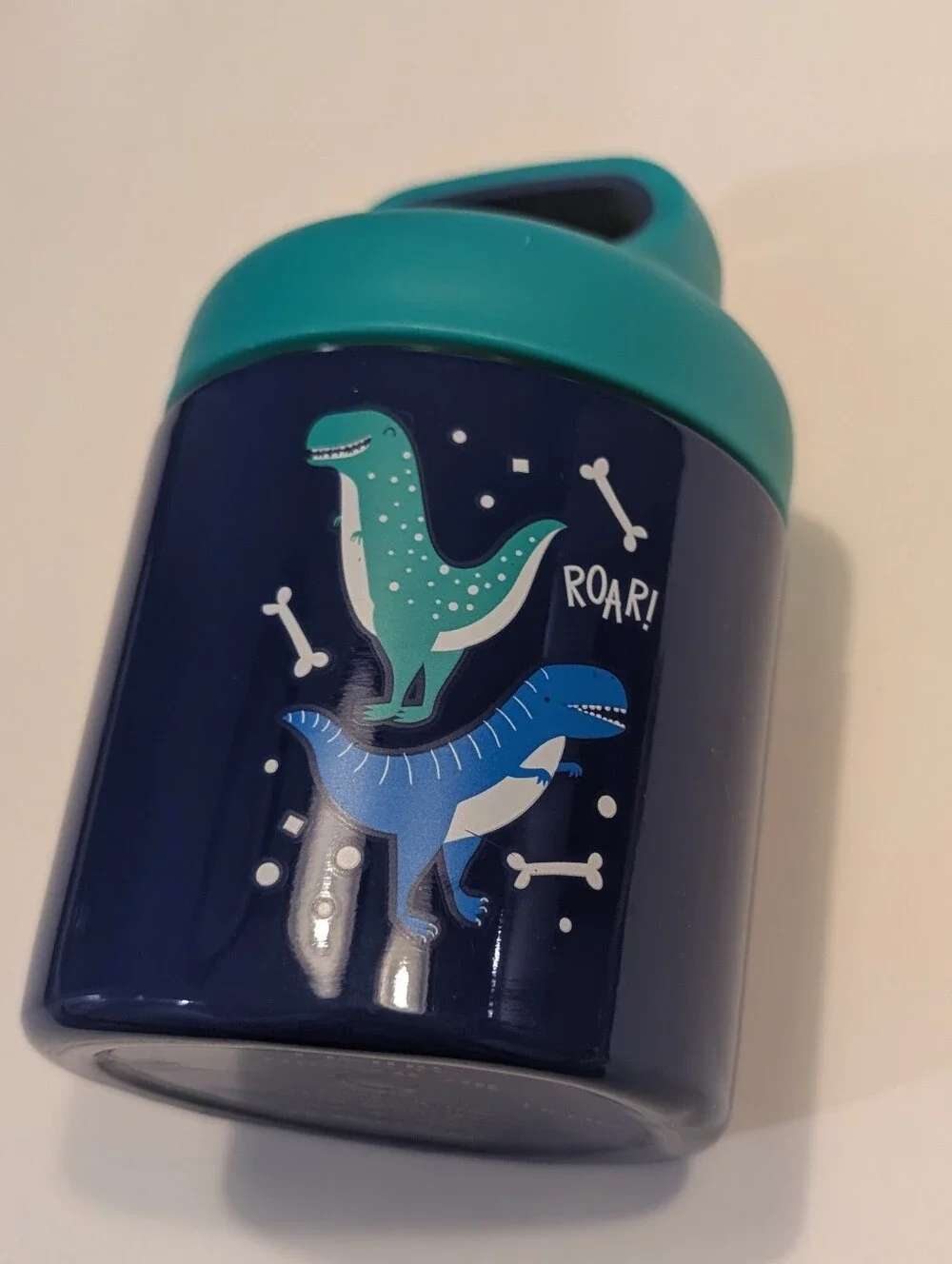 Kids Navy and Teal Dinosaur Food Container